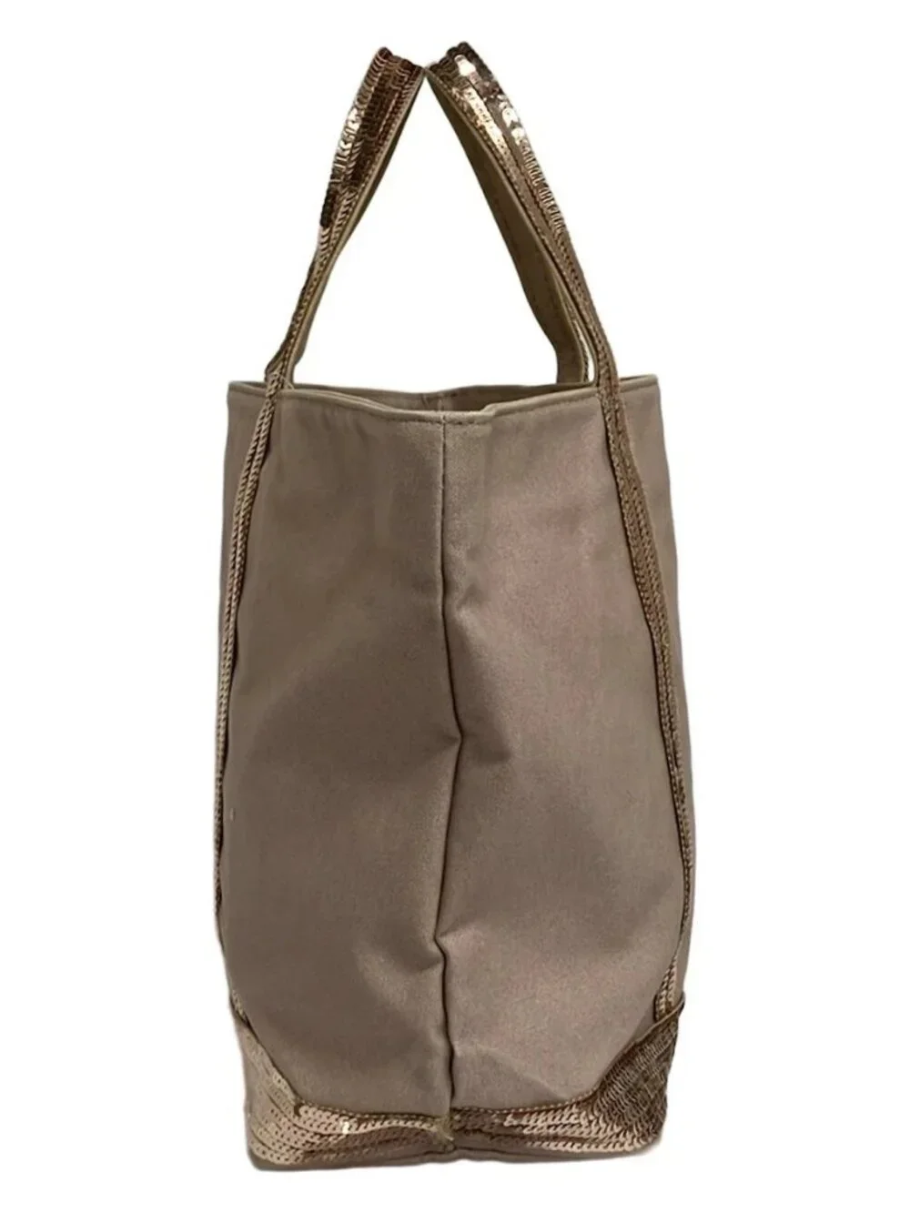 vanessa bruno Beige Rose Gold Canvas Sequins Tote Bag